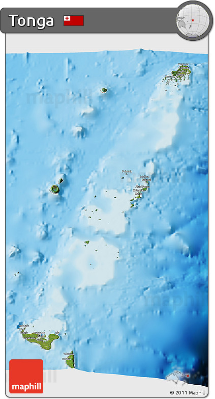 Satellite 3D Map of Tonga, shaded relief outside
