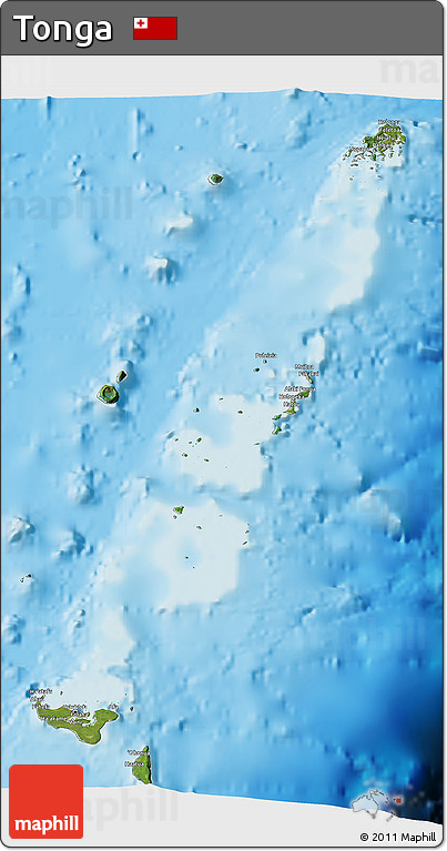 Satellite 3D Map of Tonga, shaded relief outside