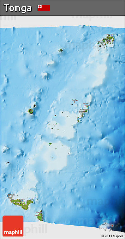 Satellite 3D Map of Tonga, shaded relief outside
