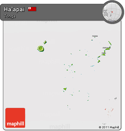 Physical 3D Map of Ha'apai, cropped outside
