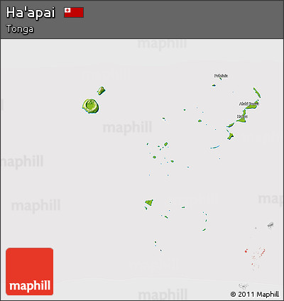 Physical 3D Map of Ha'apai, cropped outside