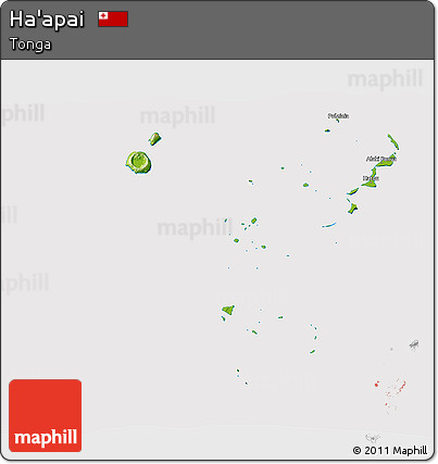 Physical 3D Map of Ha'apai, cropped outside