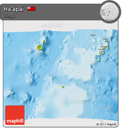 Physical 3D Map of Ha'apai, shaded relief outside