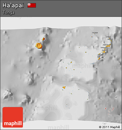 Political 3D Map of Ha'apai, desaturated