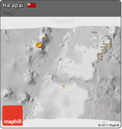 Political 3D Map of Ha'apai, desaturated