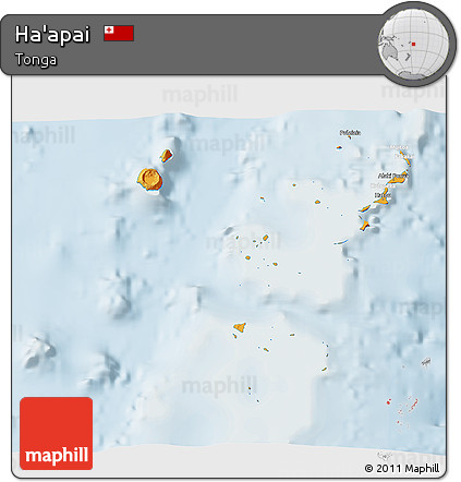 Political 3D Map of Ha'apai, lighten