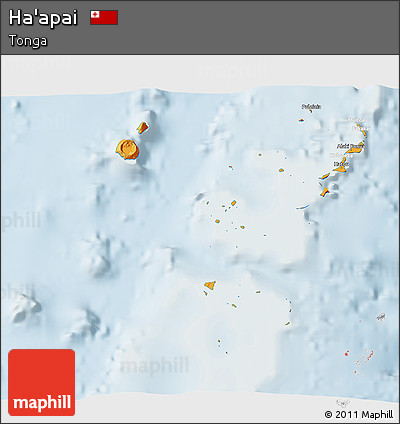 Political 3D Map of Ha'apai, lighten