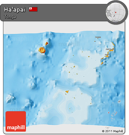 Political 3D Map of Ha'apai, single color outside