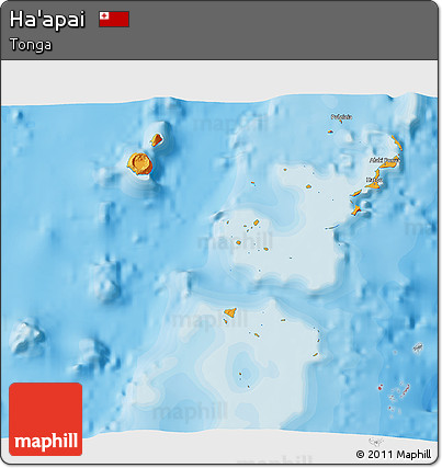 Political 3D Map of Ha'apai, single color outside