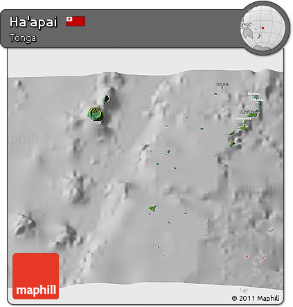 Satellite 3D Map of Ha'apai, lighten, desaturated