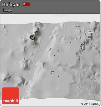 Satellite 3D Map of Ha'apai, lighten, desaturated