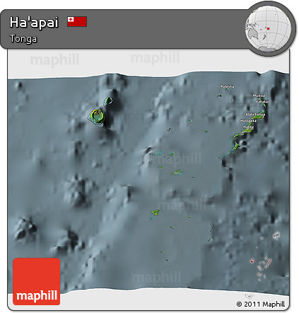 Satellite 3D Map of Ha'apai, semi-desaturated