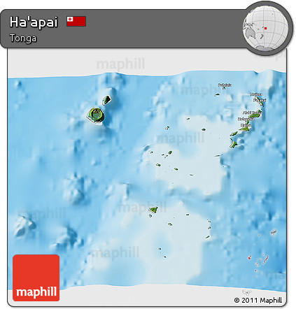 Satellite 3D Map of Ha'apai, shaded relief outside