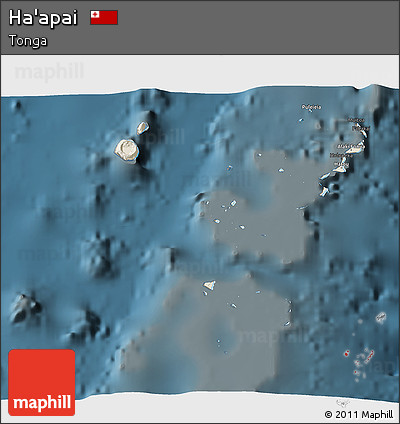 Shaded Relief 3D Map of Ha'apai, darken