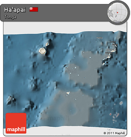 Shaded Relief 3D Map of Ha'apai, darken