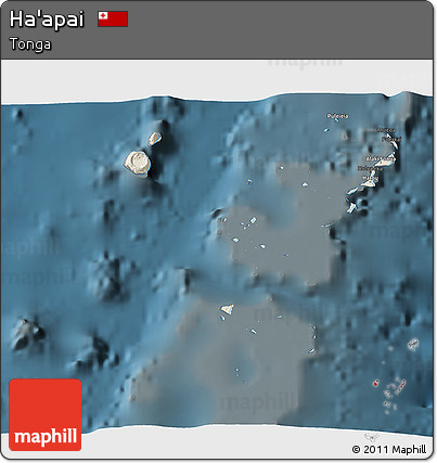 Shaded Relief 3D Map of Ha'apai, darken