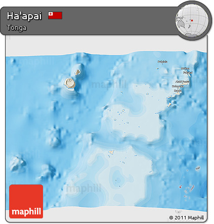 Shaded Relief 3D Map of Ha'apai, political outside