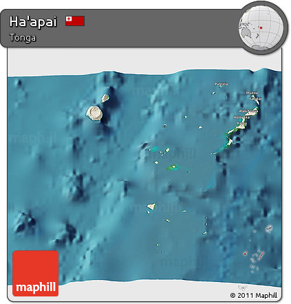 Shaded Relief 3D Map of Ha'apai, satellite outside