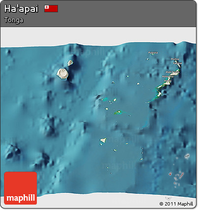 Shaded Relief 3D Map of Ha'apai, satellite outside