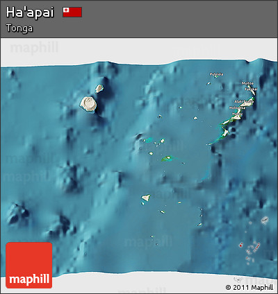Shaded Relief 3D Map of Ha'apai, satellite outside