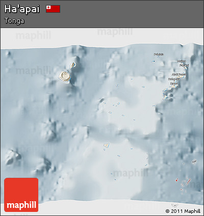 Shaded Relief 3D Map of Ha'apai, semi-desaturated