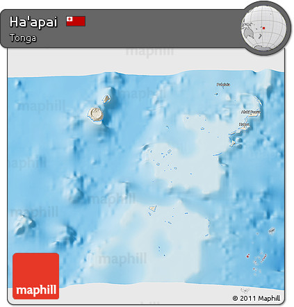 Shaded Relief 3D Map of Ha'apai, single color outside