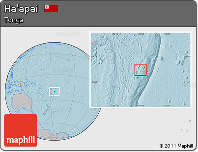 Gray Location Map of Ha'apai, hill shading