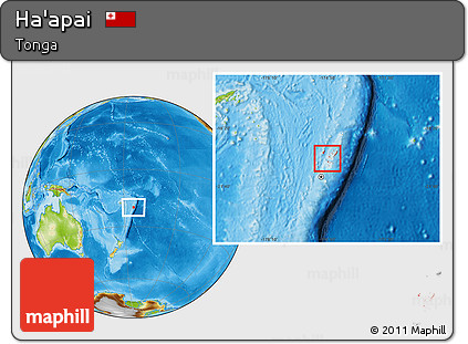 Physical Location Map of Ha'apai, highlighted country