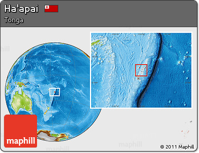 Physical Location Map of Ha'apai, highlighted country