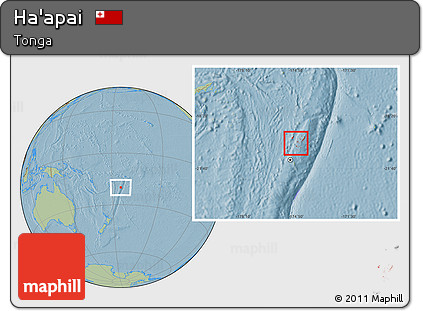 Savanna Style Location Map of Ha'apai, hill shading