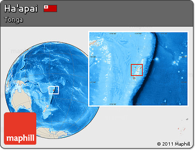 Shaded Relief Location Map of Ha'apai, within the entire country