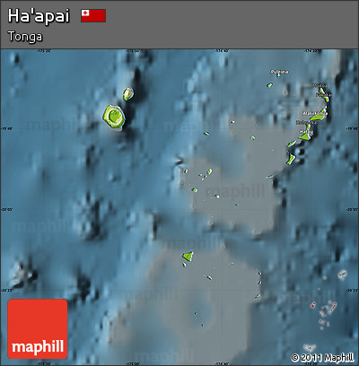 Physical Map of Ha'apai, darken