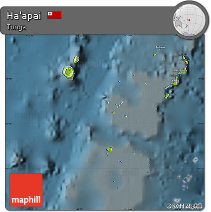 Physical Map of Ha'apai, darken