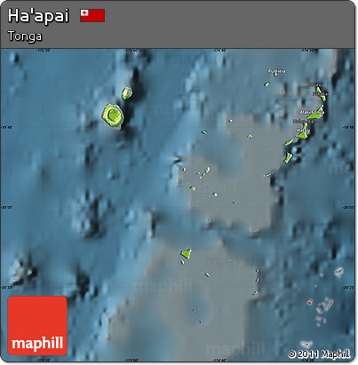 Physical Map of Ha'apai, darken
