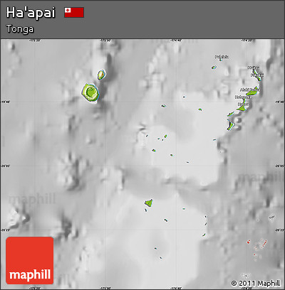 Physical Map of Ha'apai, desaturated