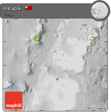 Physical Map of Ha'apai, desaturated