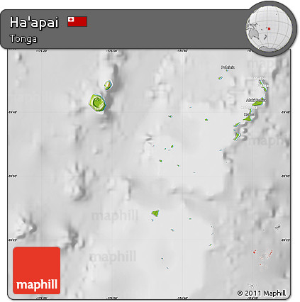 Physical Map of Ha'apai, lighten, desaturated
