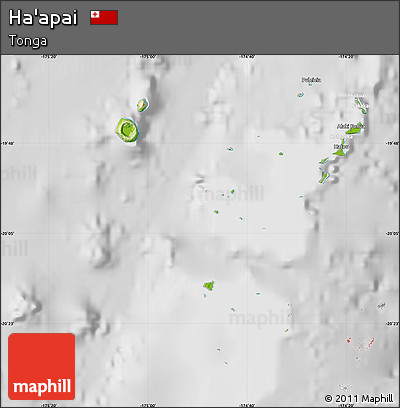 Physical Map of Ha'apai, lighten, desaturated