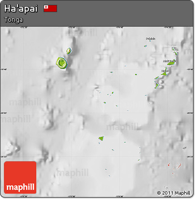Physical Map of Ha'apai, lighten, desaturated
