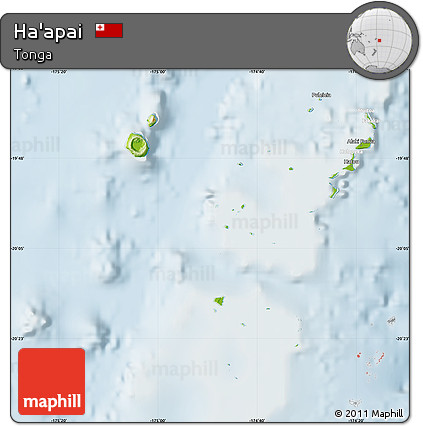 Physical Map of Ha'apai, lighten