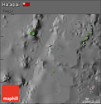 Satellite Map of Ha'apai, desaturated