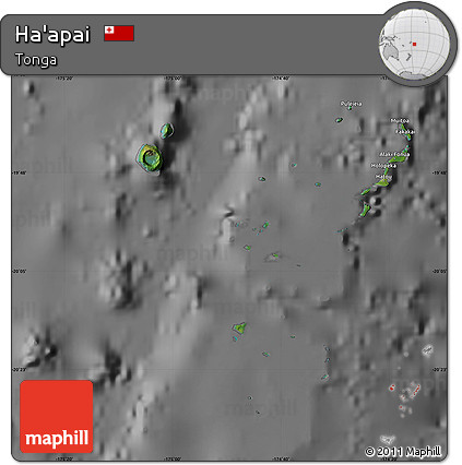 Satellite Map of Ha'apai, desaturated