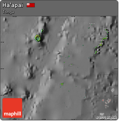 Satellite Map of Ha'apai, desaturated