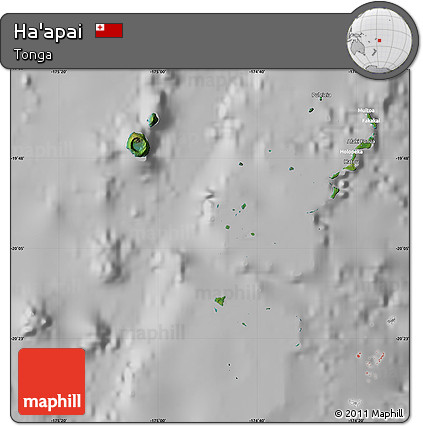 Satellite Map of Ha'apai, lighten, desaturated