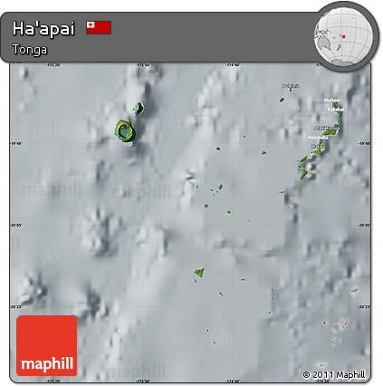 Satellite Map of Ha'apai, lighten, semi-desaturated
