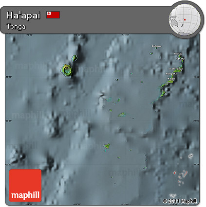 Satellite Map of Ha'apai, semi-desaturated