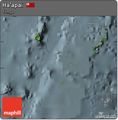 Satellite Map of Ha'apai, semi-desaturated