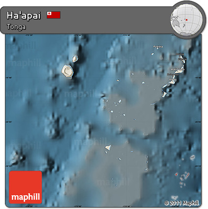 Shaded Relief Map of Ha'apai, darken