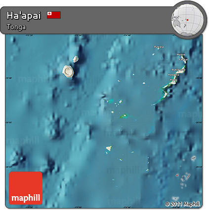 Shaded Relief Map of Ha'apai, satellite outside