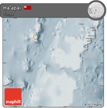 Shaded Relief Map of Ha'apai, semi-desaturated